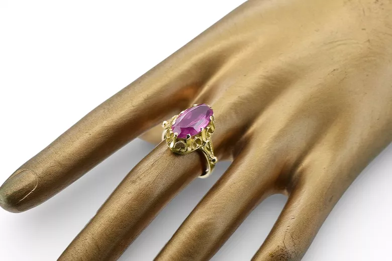 Ring Amethyst 14 Karat Gelbgold Vintage Stil vrc134y